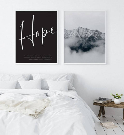 Kristen typografiplakat - Hope - Sort bakgrunn - Plakatbar.no