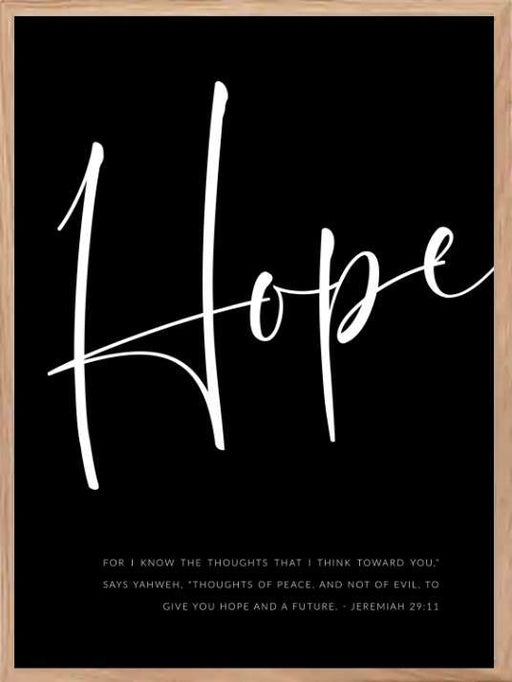 Kristen typografiplakat - Hope - Sort bakgrunn - Plakatbar.no
