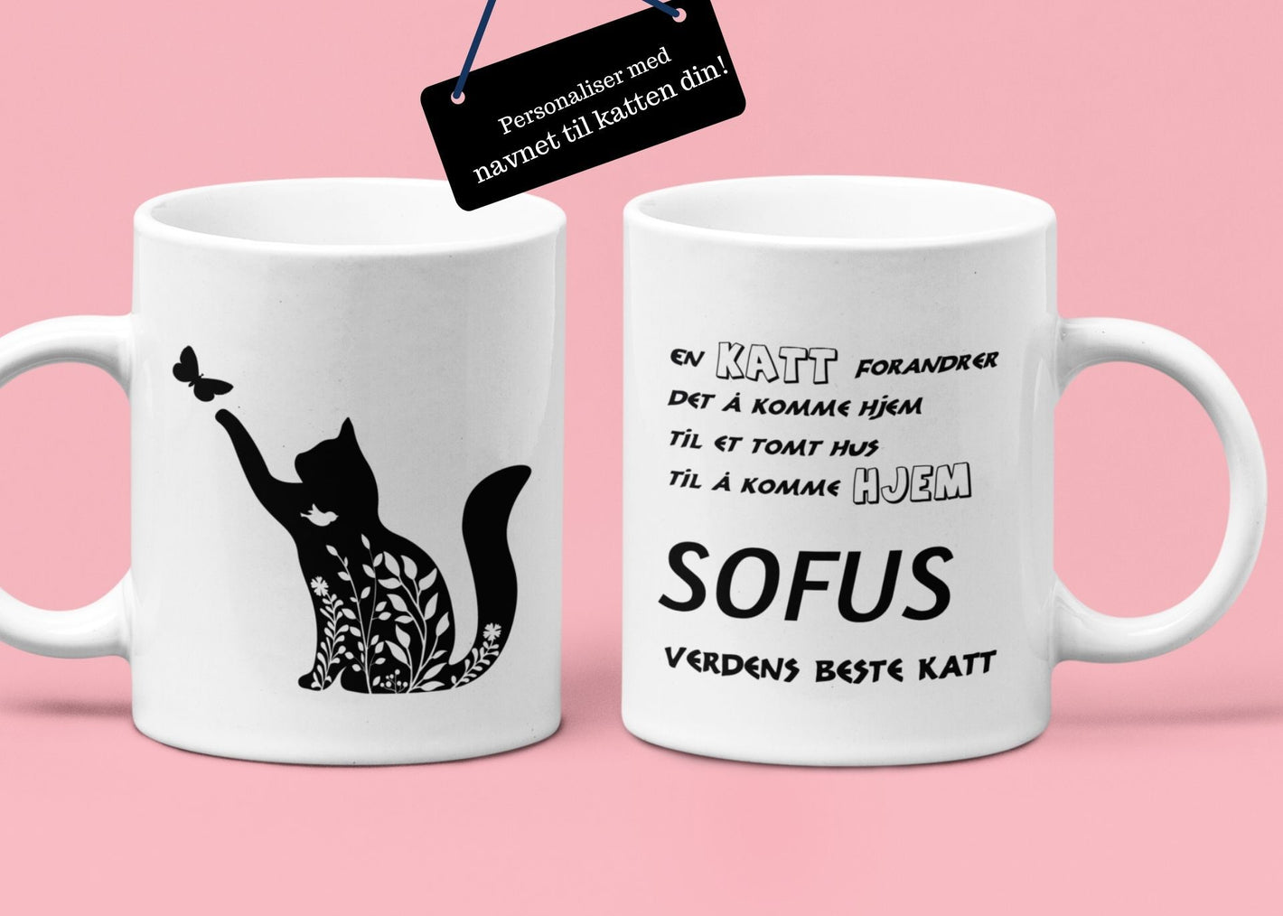 Krus med navnet til katten din - Plakatbar.no