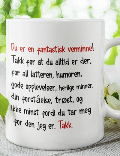 Krus til en god venninne - med egne navn - Plakatbar.no