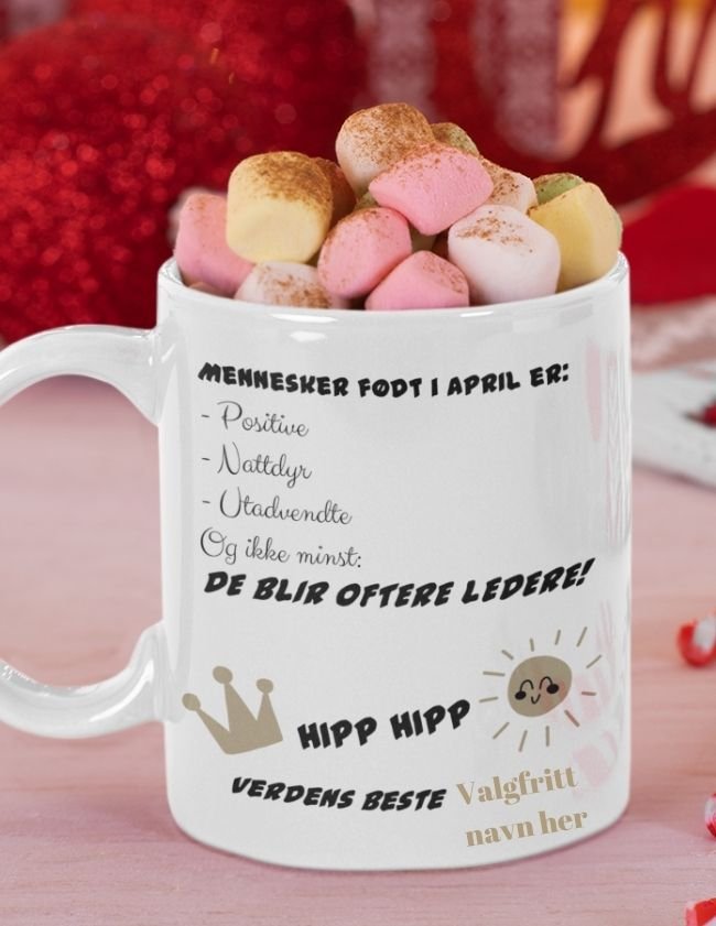 Krus til en der har fødselsdag i april - Med dit eget navn