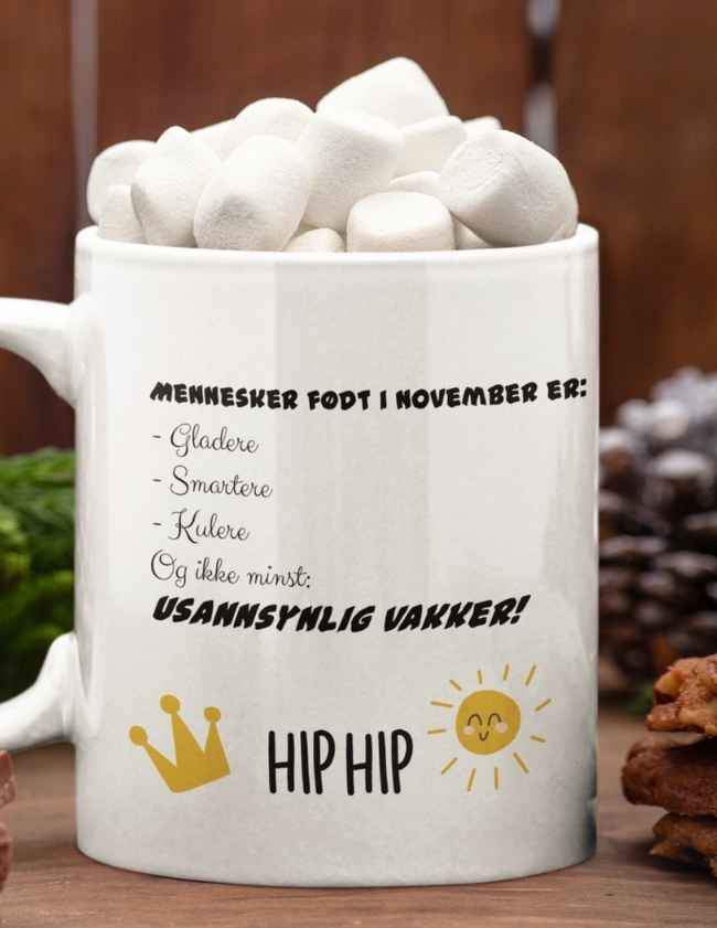 Krus til en som har bursdag i november med eget navn