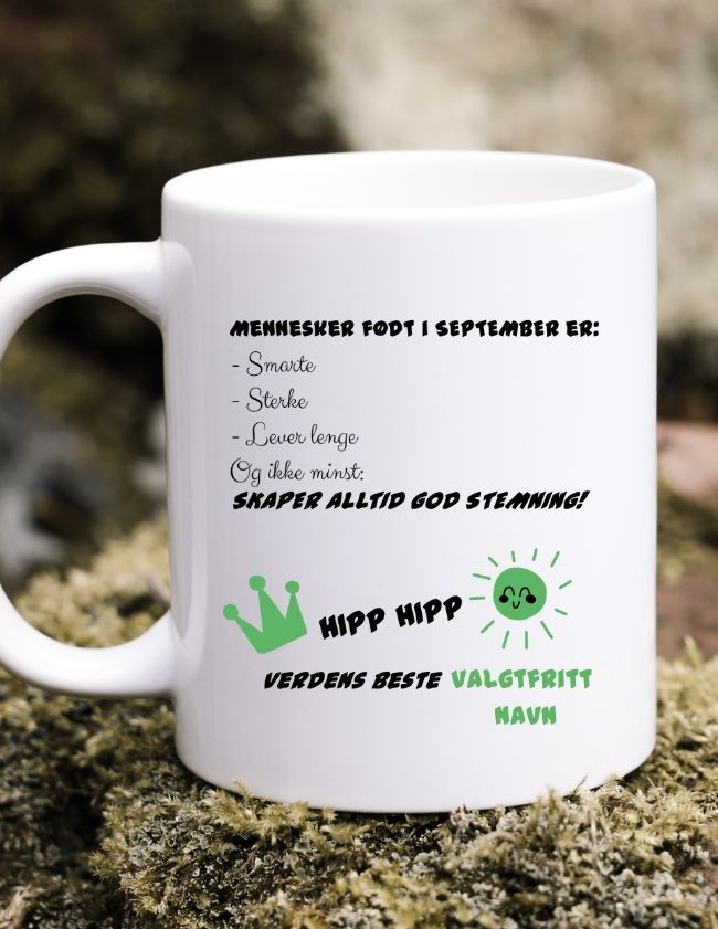 Krus til en der har fødselsdag i september - Med dit eget navn