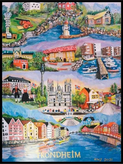 Kunstillustrasjon av Trondheim - Plakatbar.no