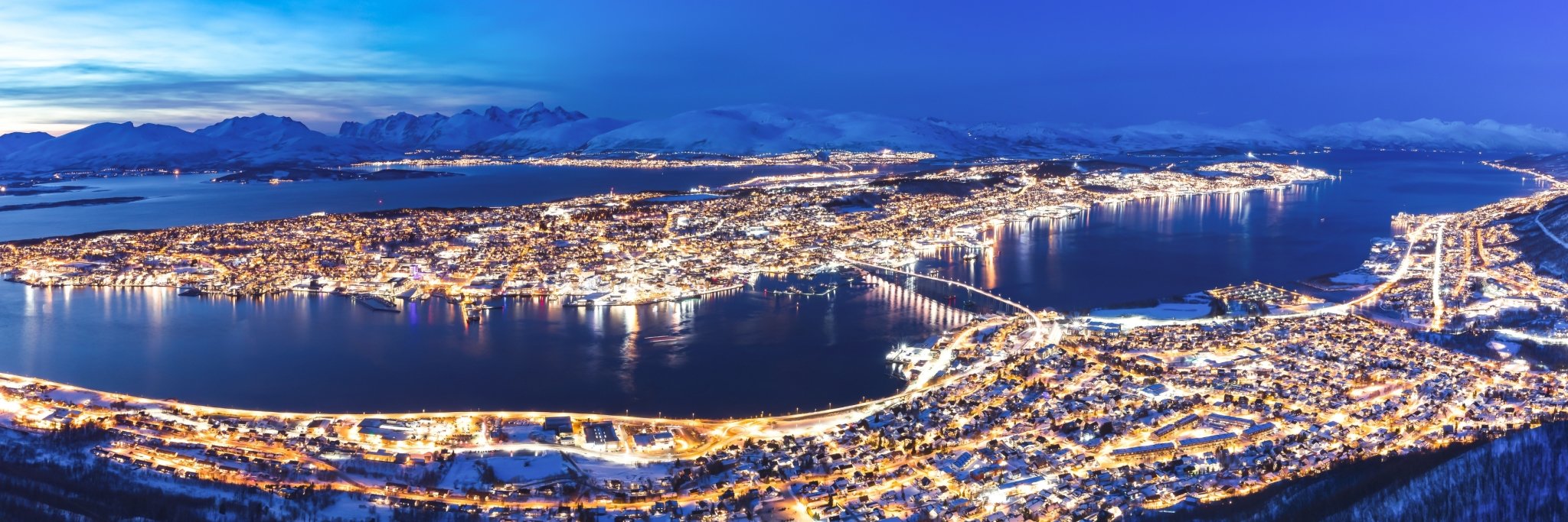 Kveldsbilde fra Tromsø - panorama lerret - Plakatbar.no