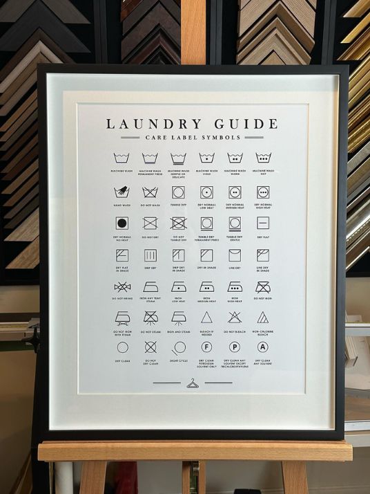 Laundry Care Label Symbols - White Poster for the Laundry Room