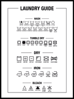 Laundry guide hvit poster - Plakatbar.no