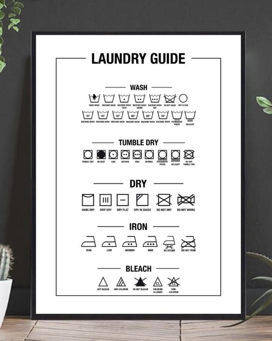 Laundry guide hvit poster - Plakatbar.no