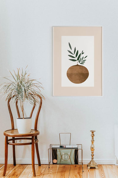 Leaf & Vase Abstract Poster - Plakatbar.no