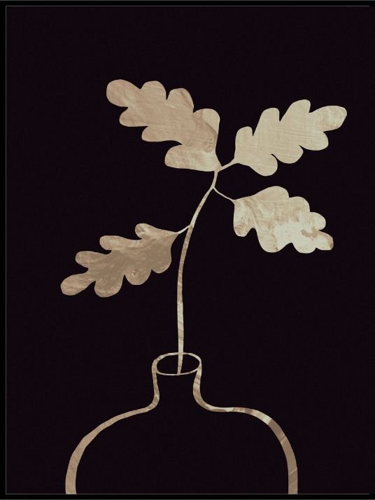 Leaves in vase, gold - Plakat