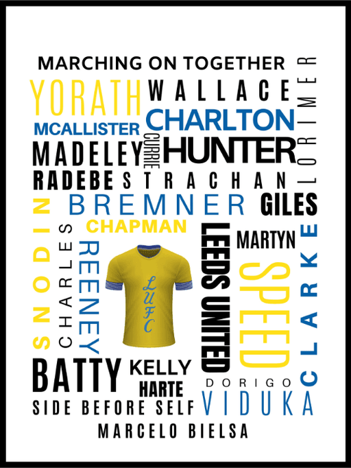 Leeds United - Ordplakat med de beste spillerne - Plakatbar.no