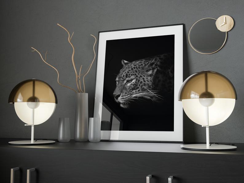 Leopard - sort bakgrunn - Plakat - Plakatbar.no