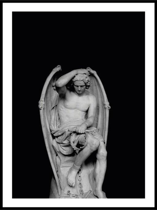 Lucifer, Angel, Sculpture - Black & White Poster - Plakatbar.no