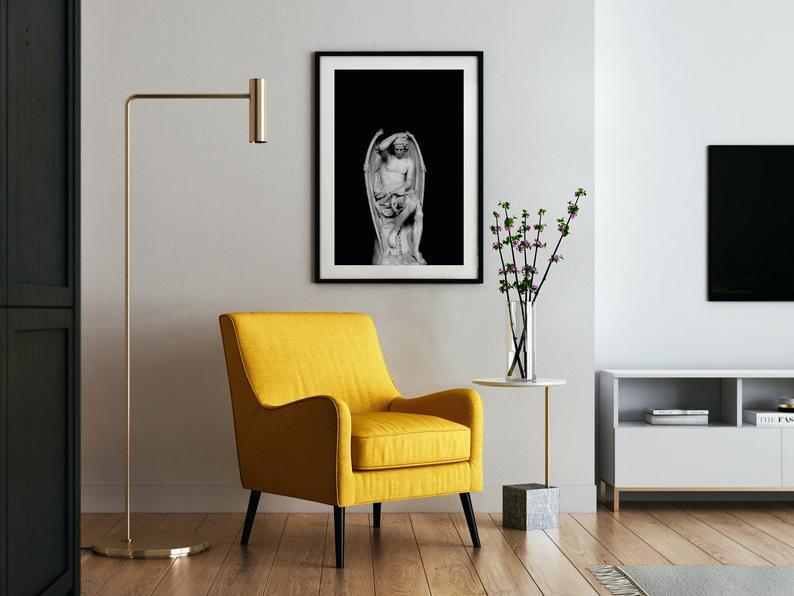 Lucifer, Angel, Sculpture - Black & White Poster - Plakatbar.no