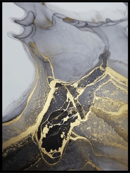 Luxury abstract fluid black and gold - Poster