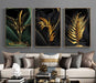 Luxury Black & Gold Leaves - 3 interiørmotiv - Plakatbar.no