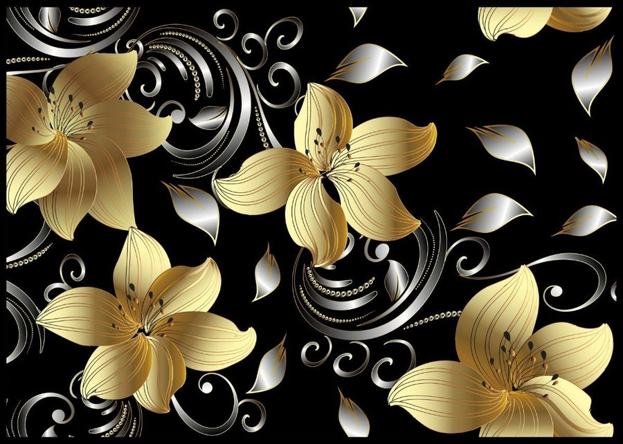 Luxury Gold and silver Flowers Poster