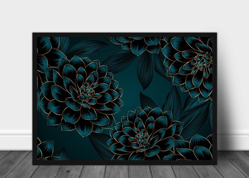 Luxury Golden Flowers and Leaves Poster - Plakatbar.no
