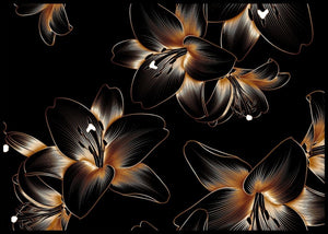 Luxury Golden Flowers Dahlia Poster - Plakatbar.no
