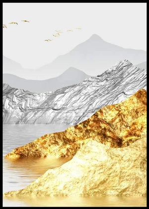 Luxury Golden Landscape Painting - 3 interiørmotiv - Plakatbar.no