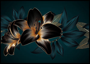 Luxury Golden Lillies Poster - Plakatbar.no