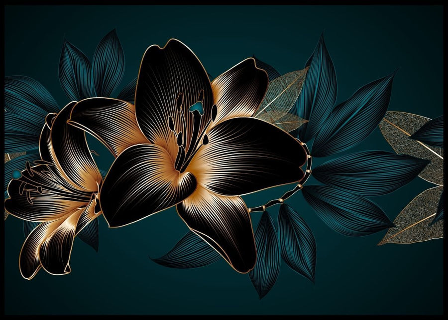 Luxury Golden Lillies Poster