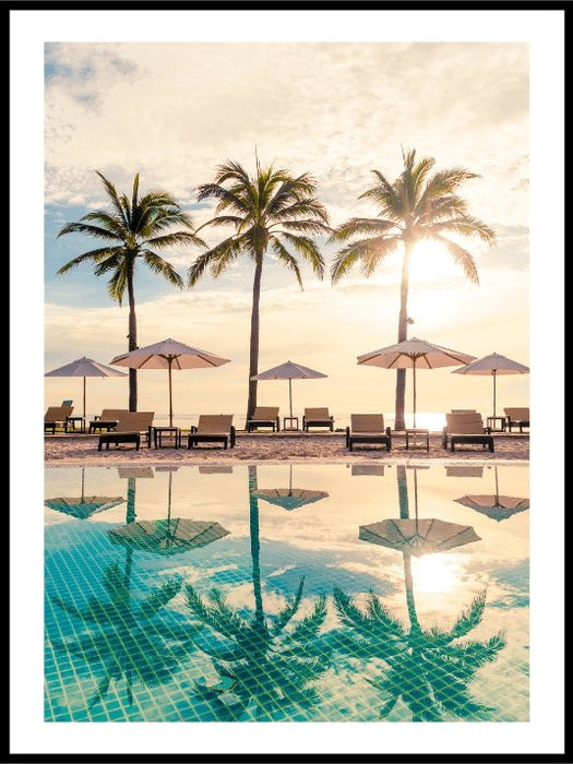 Luxury umbrella and palms poster - Plakatbar.no