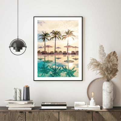 Luxury umbrella and palms poster - Plakatbar.no