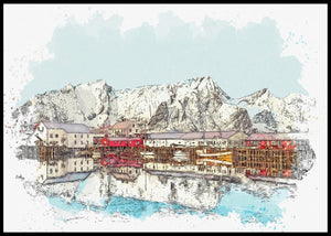 Malt plakat av Bergen - Plakatbar.no