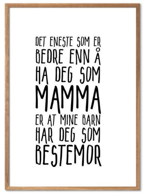 Mamma og Bestemor plakat. Denne vil bestemor elske! - Plakatbar.no