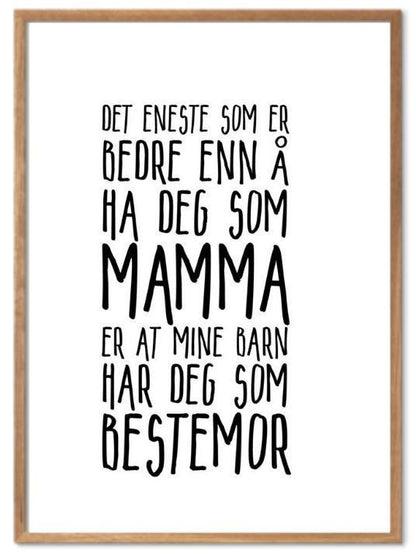 Mamma og Bestemor plakat. Denne vil bestemor elske! - Plakatbar.no