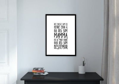 Mamma og Bestemor plakat. Denne vil bestemor elske! - Plakatbar.no