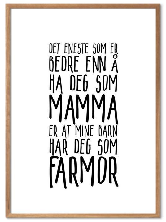 Mamma og Farmor plakat. Nydelig poster som blir satt stor pris på - Plakatbar.no