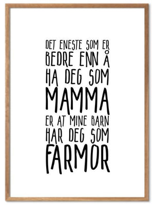 Mamma og Farmor plakat. Nydelig poster som blir satt stor pris på - Plakatbar.no