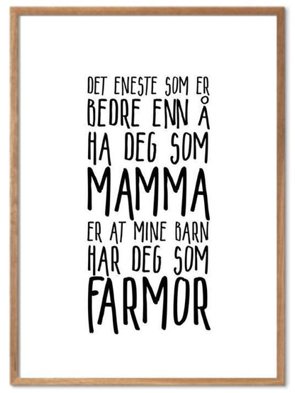 Mamma og Farmor plakat. Nydelig poster som blir satt stor pris på - Plakatbar.no