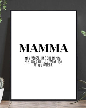 Man velger ikke sin mamma poster - Plakatbar.no
