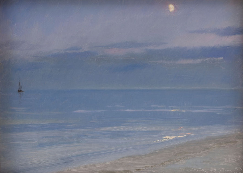 Måneskin ved Skagens strand - Peder Severin Krøyer - plakat eller lerret - Plakatbar.no