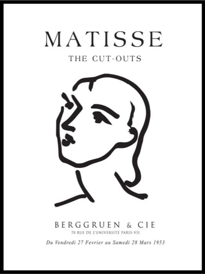 Matisse Portrait - Black/White Poster - Plakatbar.no