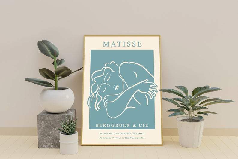 Matisse Sleeping Woman Sketch - Turquoise Poster - Plakatbar.no
