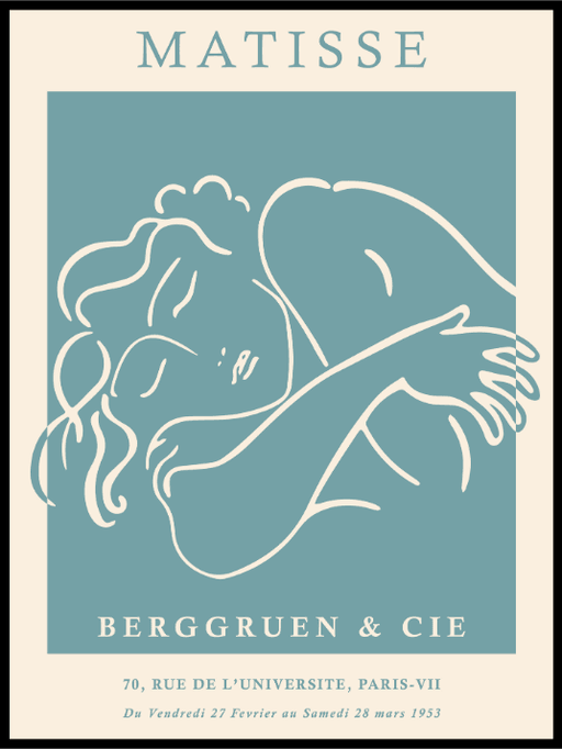 Matisse Sleeping Woman Sketch - Turquoise Poster - Plakatbar.no