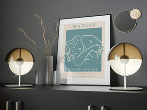 Matisse Sleeping Woman Sketch - Turquoise Poster - Plakatbar.no