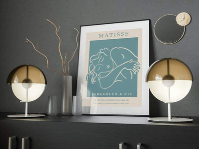 Matisse Sleeping Woman Sketch - Turquoise Poster - Plakatbar.no