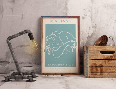 Matisse Sleeping Woman Sketch - Turquoise Poster - Plakatbar.no