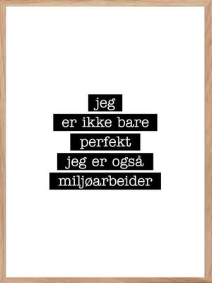 Miljøarbeider - Jeg er ikke bare perfekt Plakat - Plakatbar.no