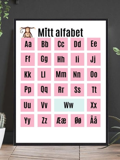 Mitt alfabet - Rosa plakat - Plakatbar.no