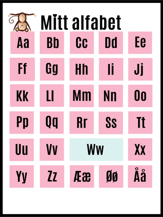 Mitt alfabet - Rosa plakat - Plakatbar.no