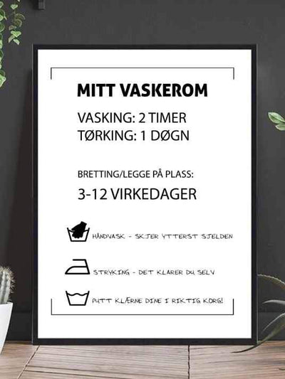 Mitt vaskerom - morsom plakat - Hvit bakgrunn - Plakatbar.no