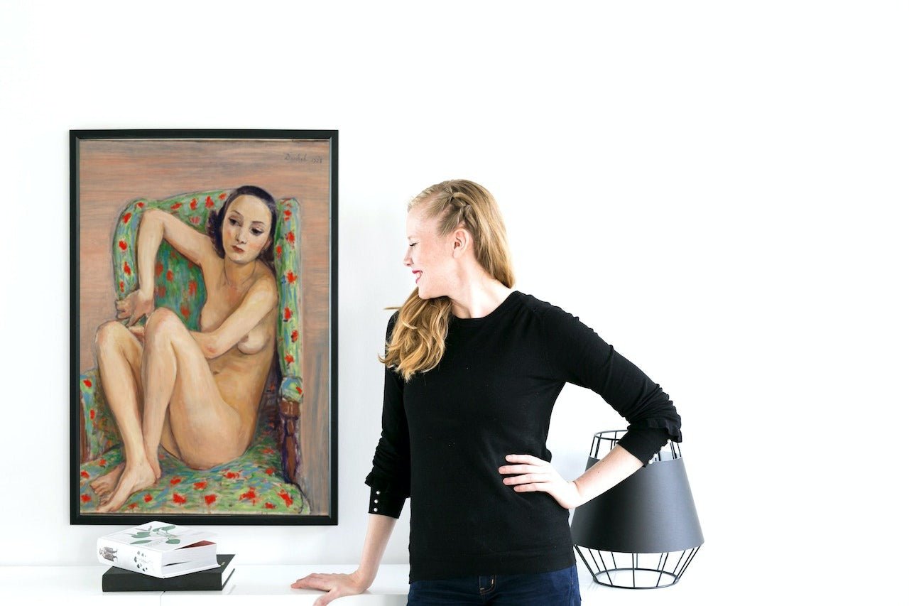 Modell i grønn stol - Nils Dardel - plakat eller lerret - Plakatbar.no