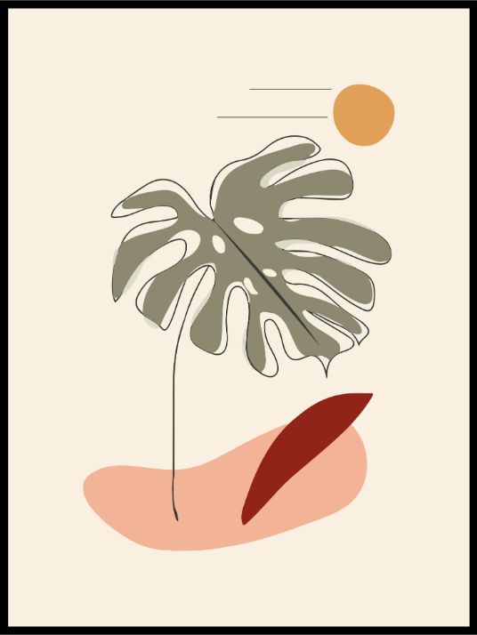 Monstera Leaf Botanical Boho Poster