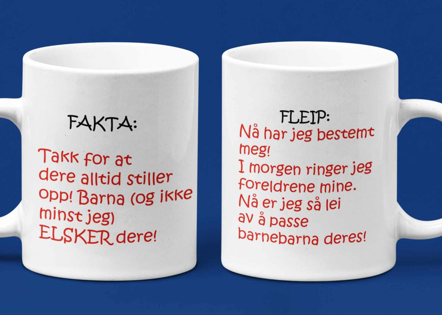 Morsom kopp til besteforeldre